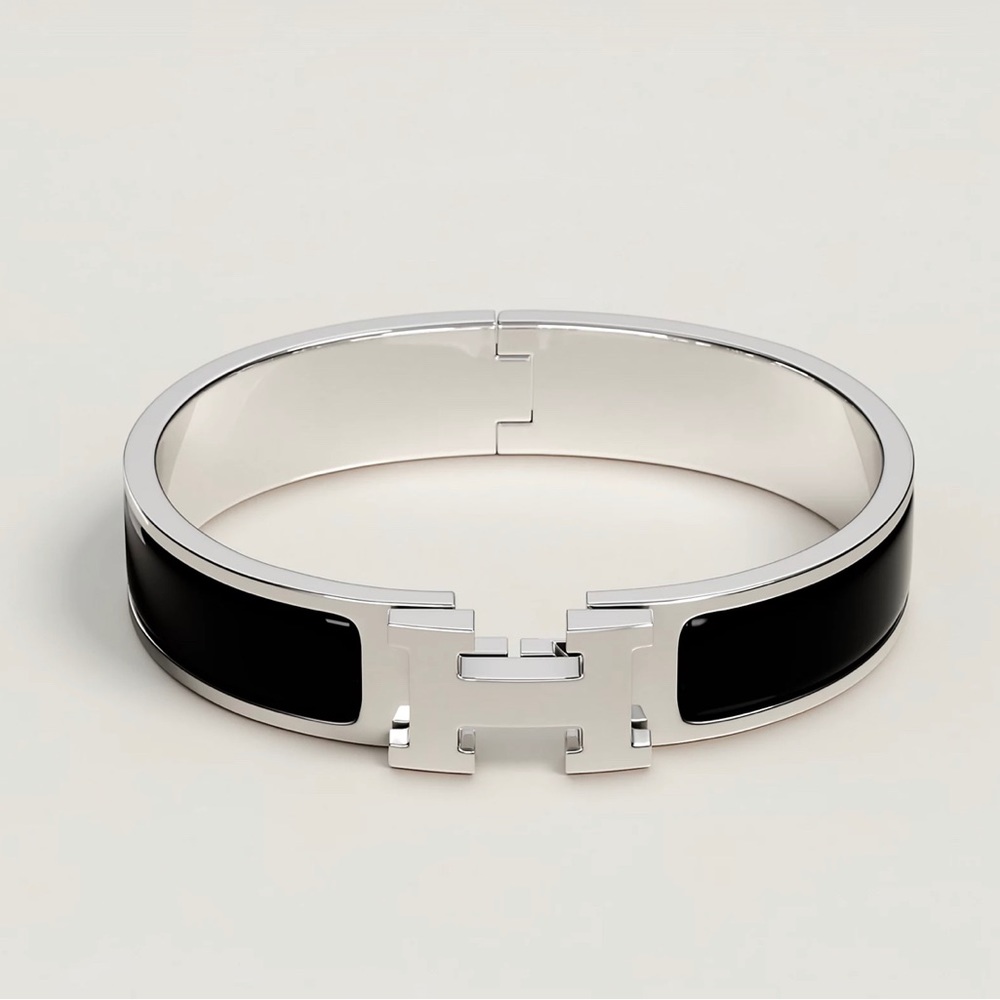 Hermes Clic H Bracelet Black & Silver